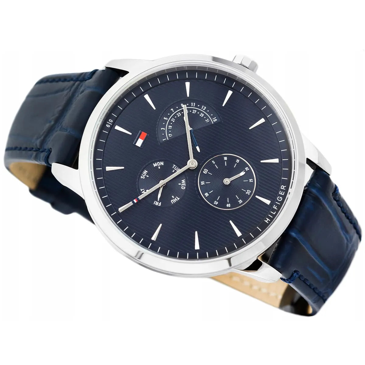  Shop Authentic Tommy Hilfiger Brad Chronograph Quartz Blue Dial Blue Leather Strap Watch For Men - 1710387 - Luxxuri