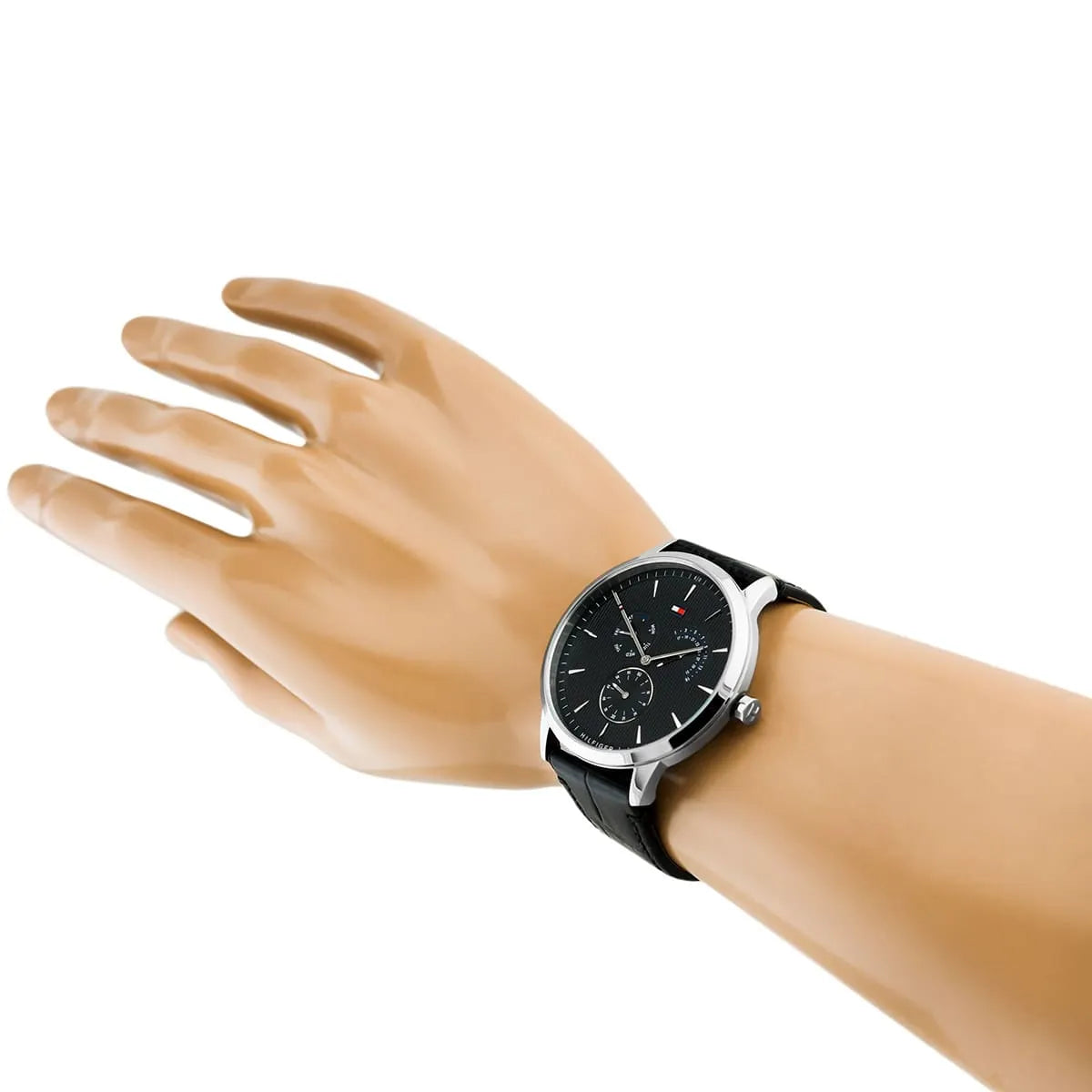  Shop Authentic Tommy Hilfiger Brad Chronograph Black Dial Black Leather Strap Watch For Men - 1710391 - Luxxuri