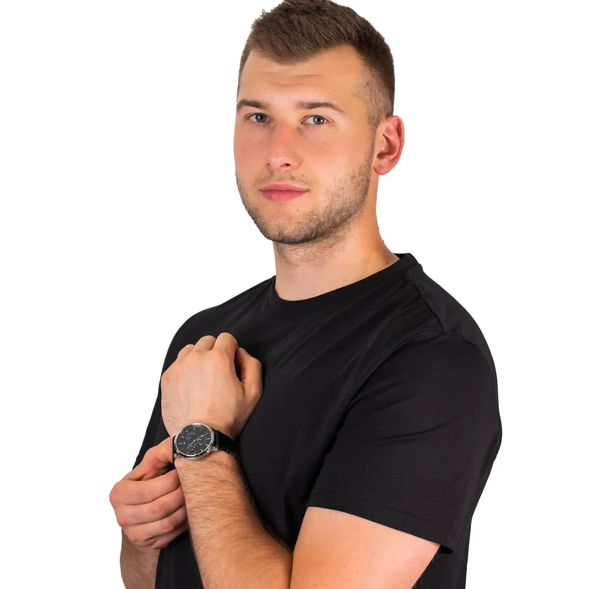  Shop Authentic Tommy Hilfiger Brad Chronograph Black Dial Black Leather Strap Watch For Men - 1710391 - Luxxuri
