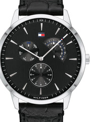  Shop Authentic Tommy Hilfiger Brad Chronograph Black Dial Black Leather Strap Watch For Men - 1710391 - Luxxuri