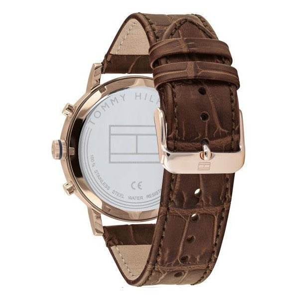  Shop Authentic Tommy Hilfiger Evan White Dial Brown Leather Strap Watch for Men - 1710394 - Luxxuri