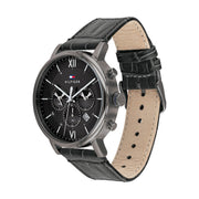  Shop Authentic Tommy Hilfiger Evan Black Dial Black Leather Strap Watch for Men - 1710395 - Luxxuri