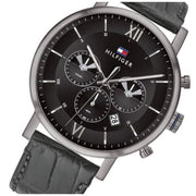  Shop Authentic Tommy Hilfiger Evan Black Dial Black Leather Strap Watch for Men - 1710395 - Luxxuri
