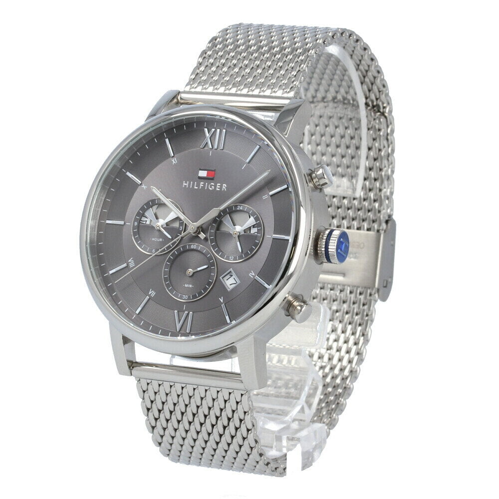  Shop Authentic Tommy Hilfiger Evan Grey Dial Silver Mesh Bracelet Watch for Men - 1710396 - Luxxuri