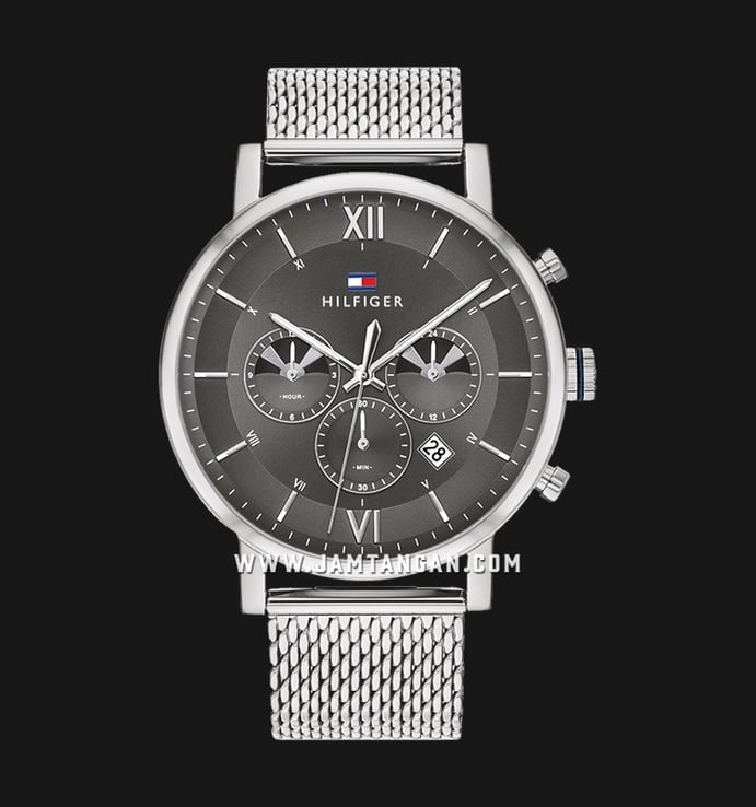  Shop Authentic Tommy Hilfiger Evan Grey Dial Silver Mesh Bracelet Watch for Men - 1710396 - Luxxuri