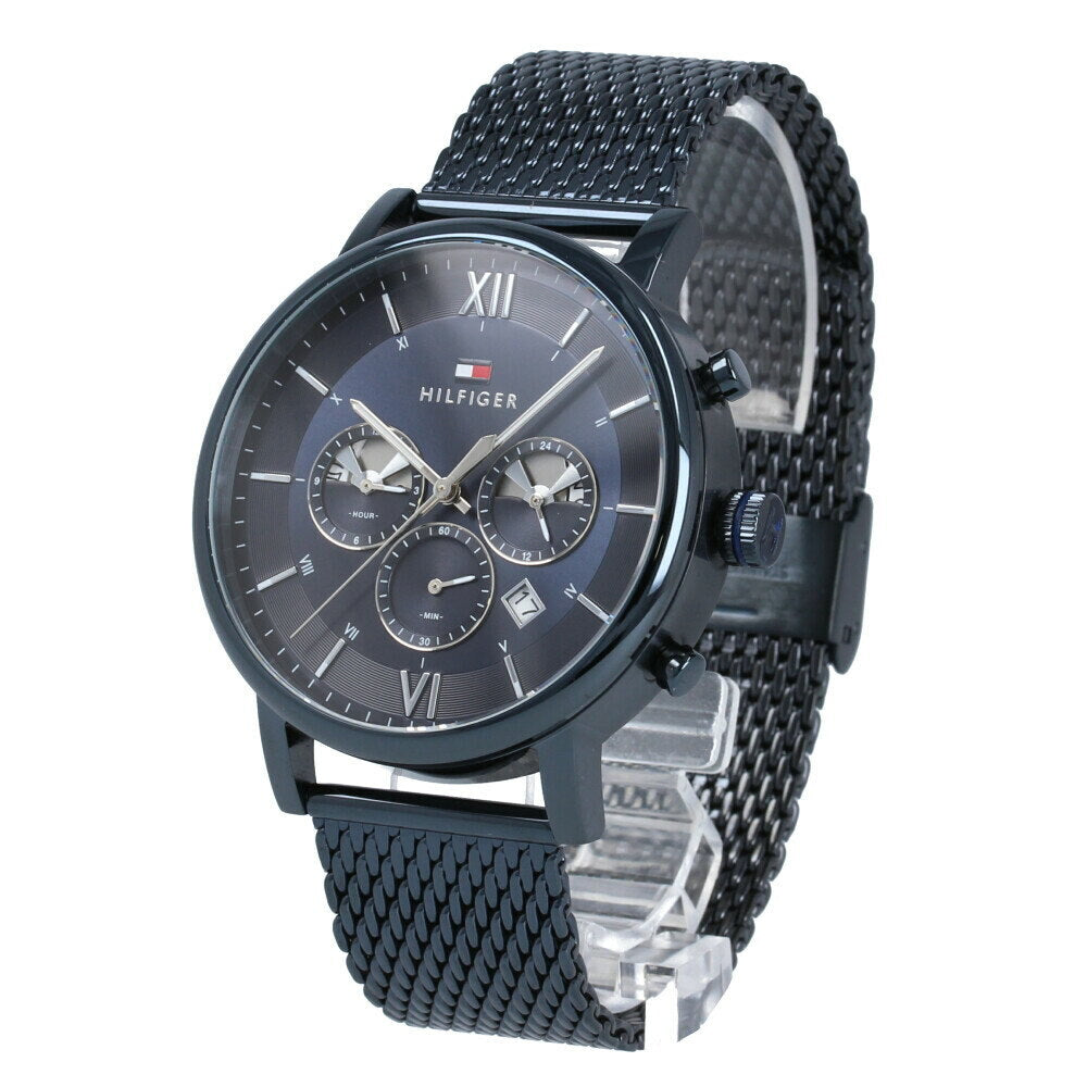  Shop Authentic Tommy Hilfiger Evan Blue Dial Blue Mesh Bracelet Watch for Men - 1710397 - Luxxuri