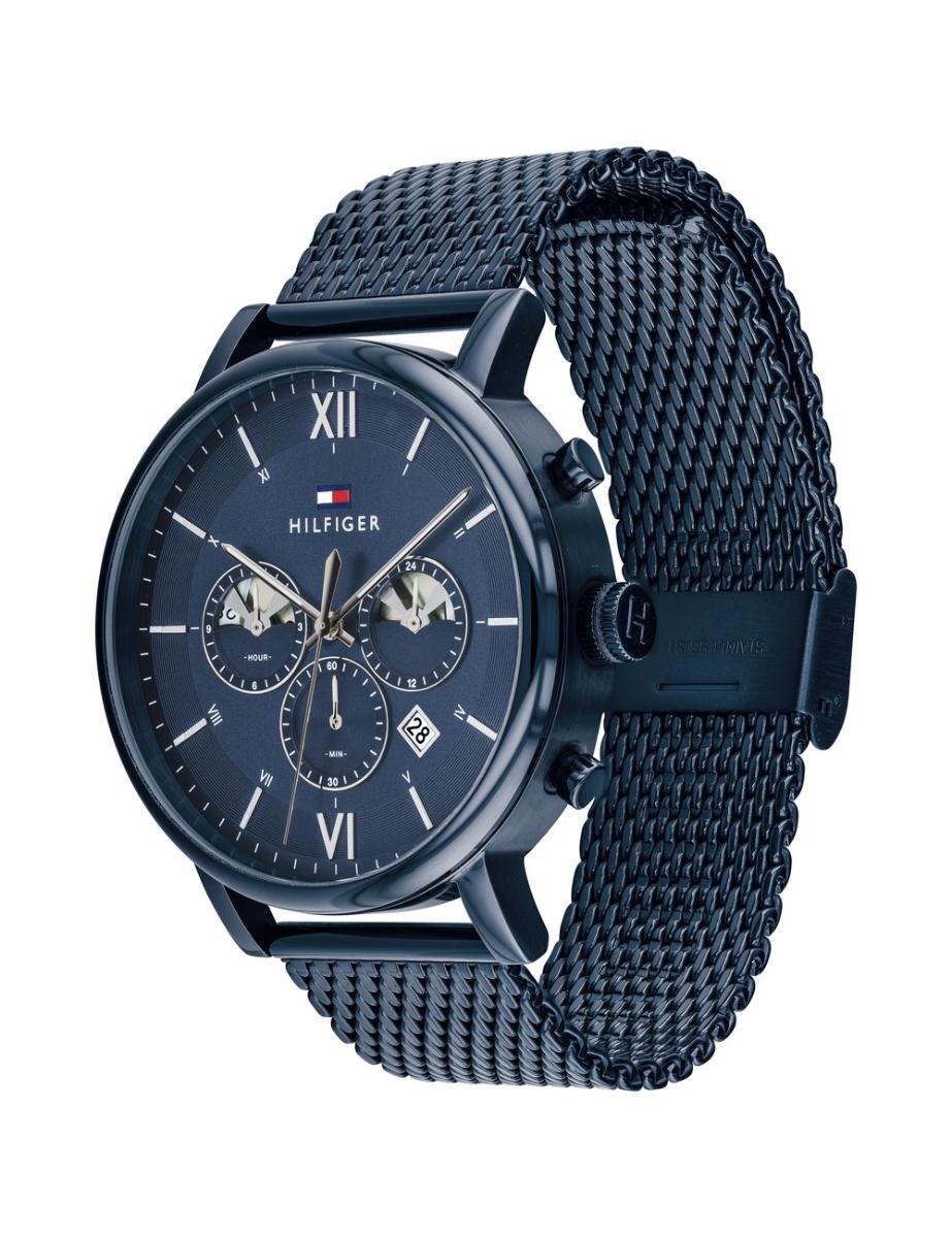  Shop Authentic Tommy Hilfiger Evan Blue Dial Blue Mesh Bracelet Watch for Men - 1710397 - Luxxuri