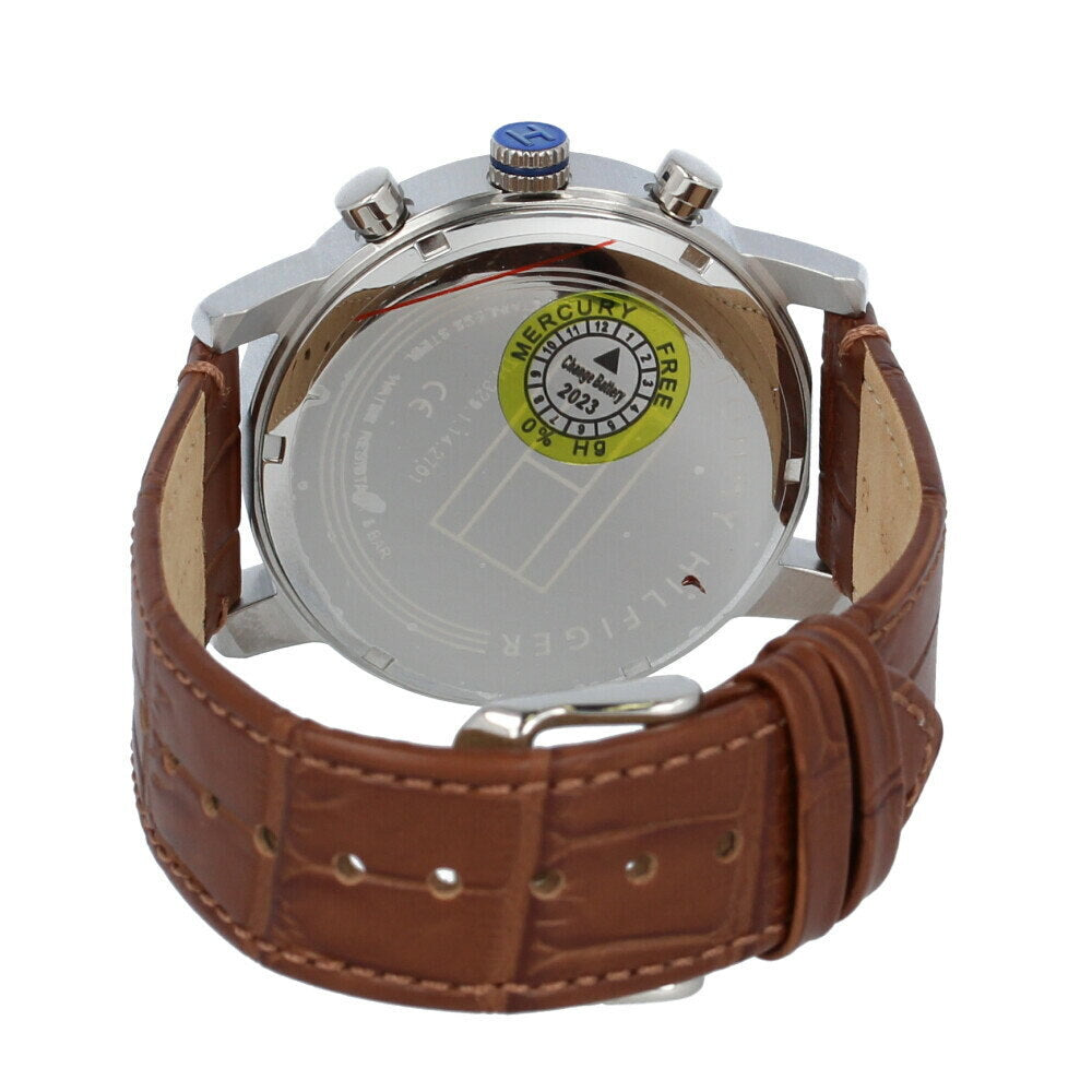 Shop Authentic Tommy Hilfiger Kane Grey Dial Brown Leather Strap Watch for Men - 1710398 - Luxxuri