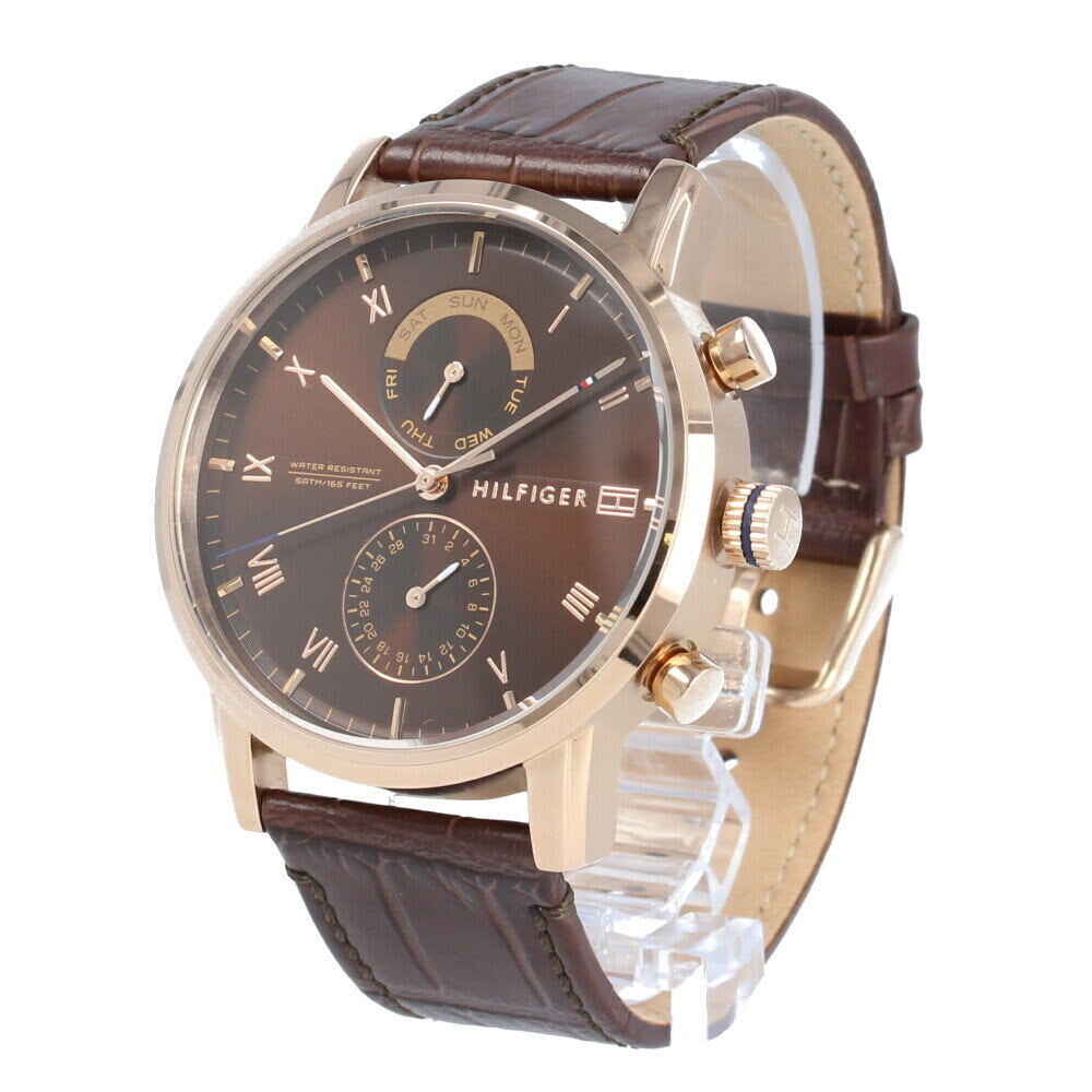  Shop Authentic Tommy Hilfiger Kane Brown Dial Brown Leather Strap Watch for Men - 1710400 - Luxxuri