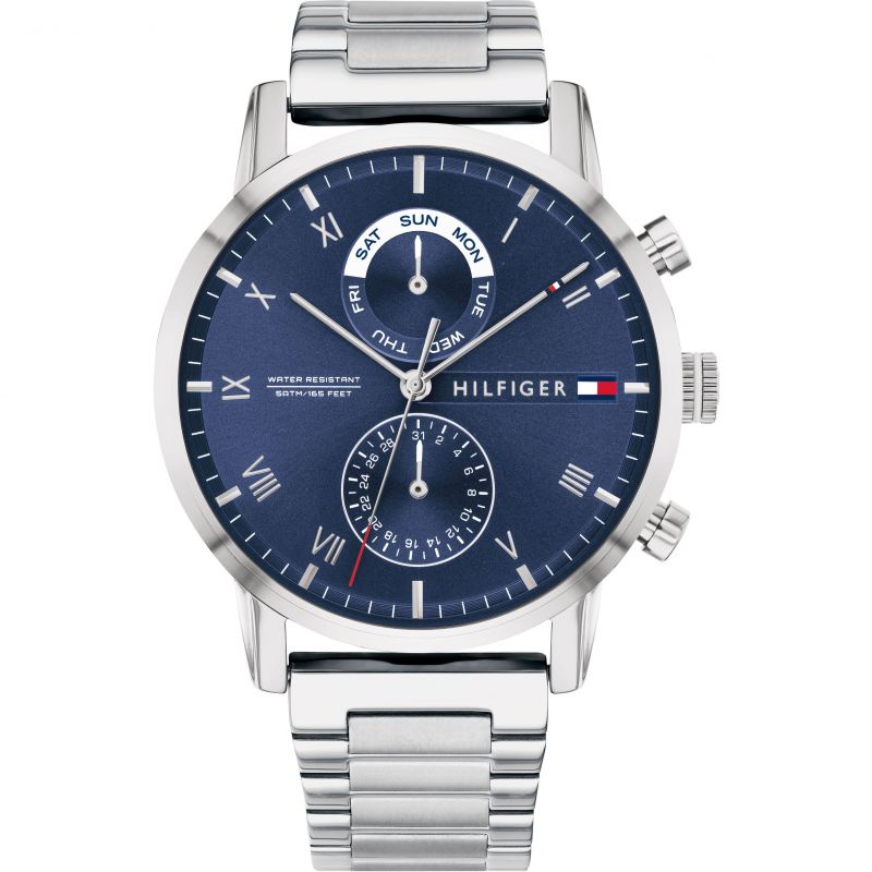  Shop Authentic Tommy Hilfiger Kane Blue Dial Silver Steel Strap Watch for Men - 1710401 - Luxxuri