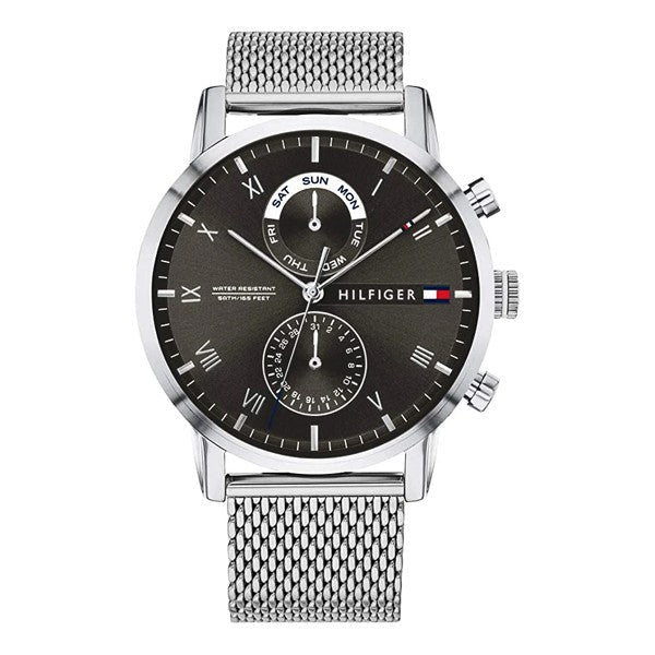  Shop Authentic Tommy Hilfiger Kane Black Dial Silver Mesh Bracelet Watch for Men - 1710402 - Luxxuri