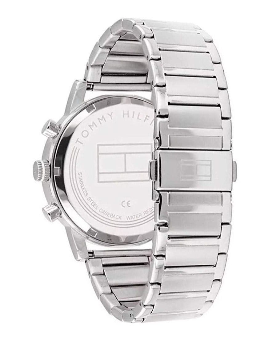  Shop Authentic Tommy Hilfiger Evan Chronograph Blue Dial Silver Steel Strap Watch For Men - 1710409 - Luxxuri