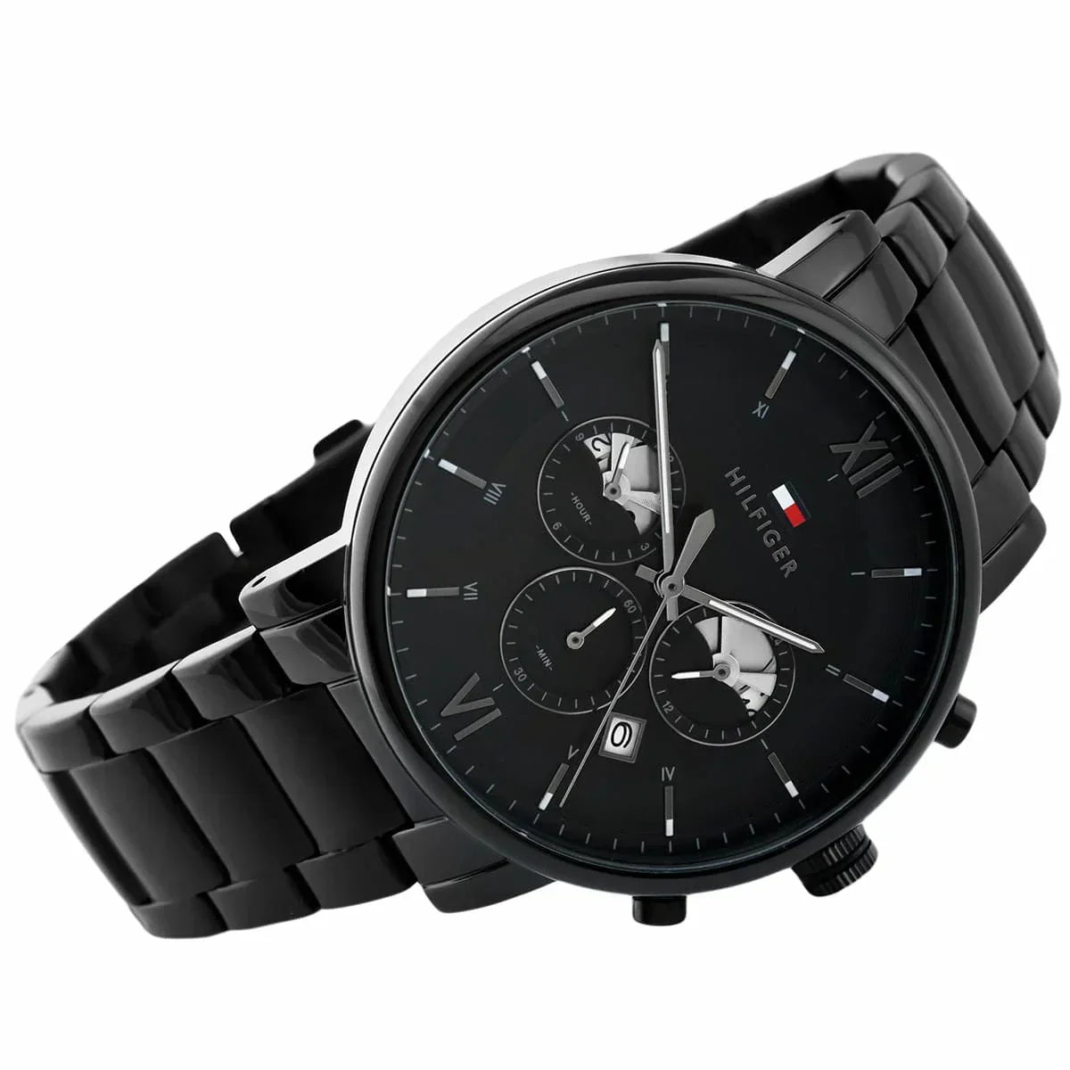  Shop Authentic Tommy Hilfiger Evan Chronograph Quartz Black Dial Black Steel Strap Watch For Men - 1710410 - Luxxuri