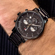  Shop Authentic Tommy Hilfiger Evan Chronograph Quartz Black Dial Black Steel Strap Watch For Men - 1710410 - Luxxuri