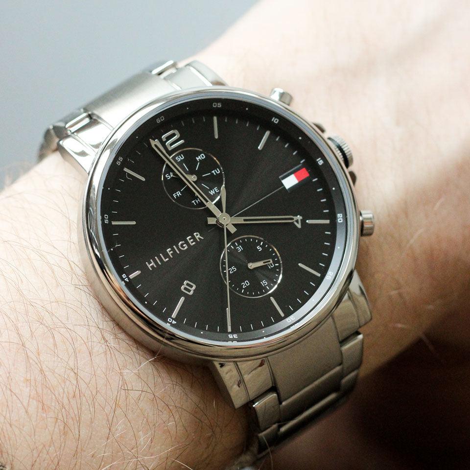  Shop Authentic Tommy Hilfiger Daniel Black Dial Silver Steel Strap Watch for Men - 1710413 - Luxxuri