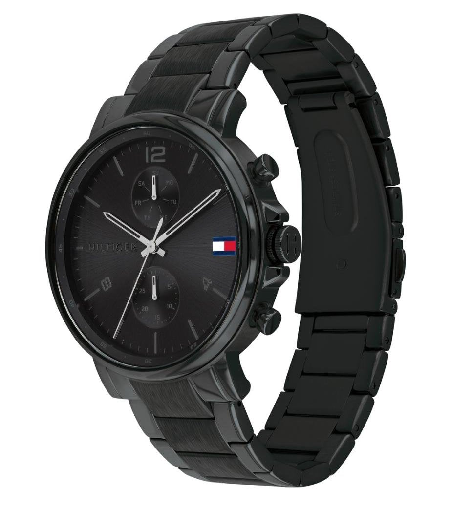  Shop Authentic Tommy Hilfiger Daniel Black Dial Black Steel Strap Watch for Men - 1710414 - Luxxuri