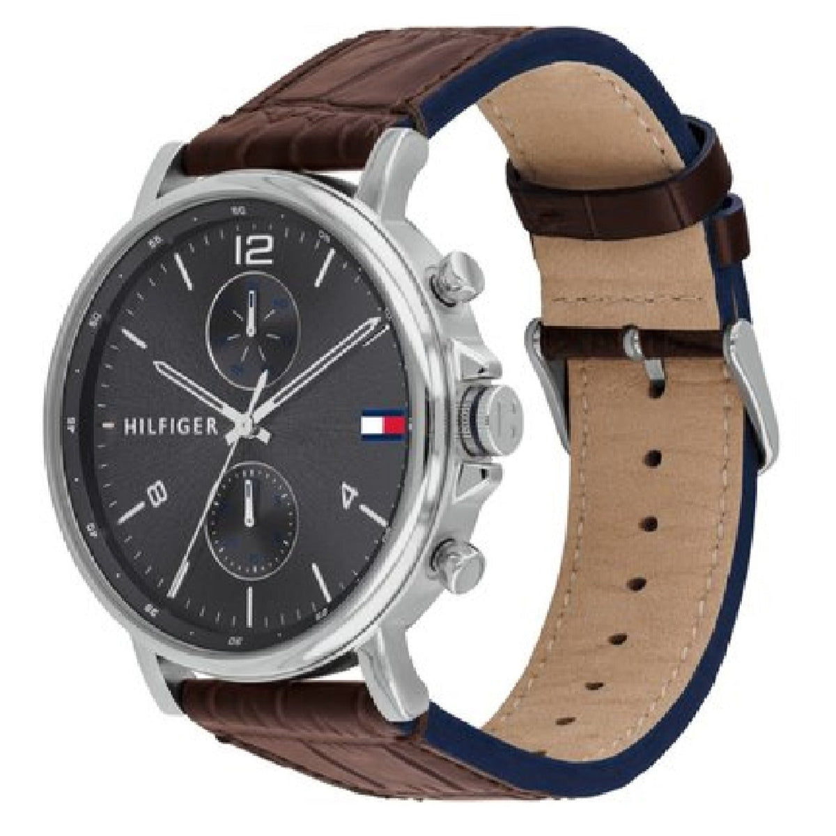  Shop Authentic Tommy Hilfiger Daniel Grey Dial Brown Leather Strap Watch for Men - 1710416 - Luxxuri
