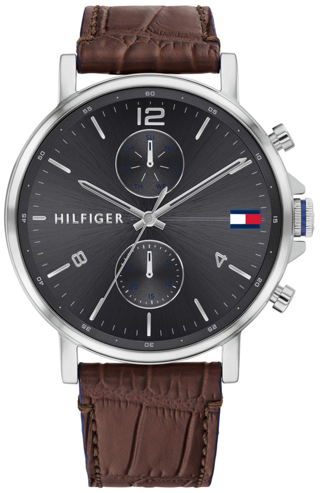  Shop Authentic Tommy Hilfiger Daniel Grey Dial Brown Leather Strap Watch for Men - 1710416 - Luxxuri