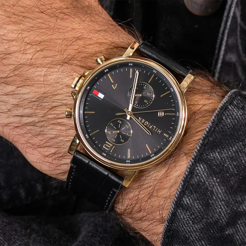  Shop Authentic Tommy Hilfiger Daniel Black Dial Black Leather Strap Watch for Men - 1710417 - Luxxuri