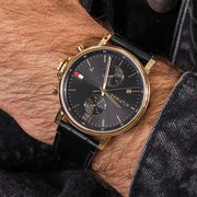  Shop Authentic Tommy Hilfiger Daniel Black Dial Black Leather Strap Watch for Men - 1710417 - Luxxuri