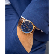  Shop Authentic Tommy Hilfiger Daniel Blue Dial Brown Leather Strap Watch for Men - 1710418 - Luxxuri