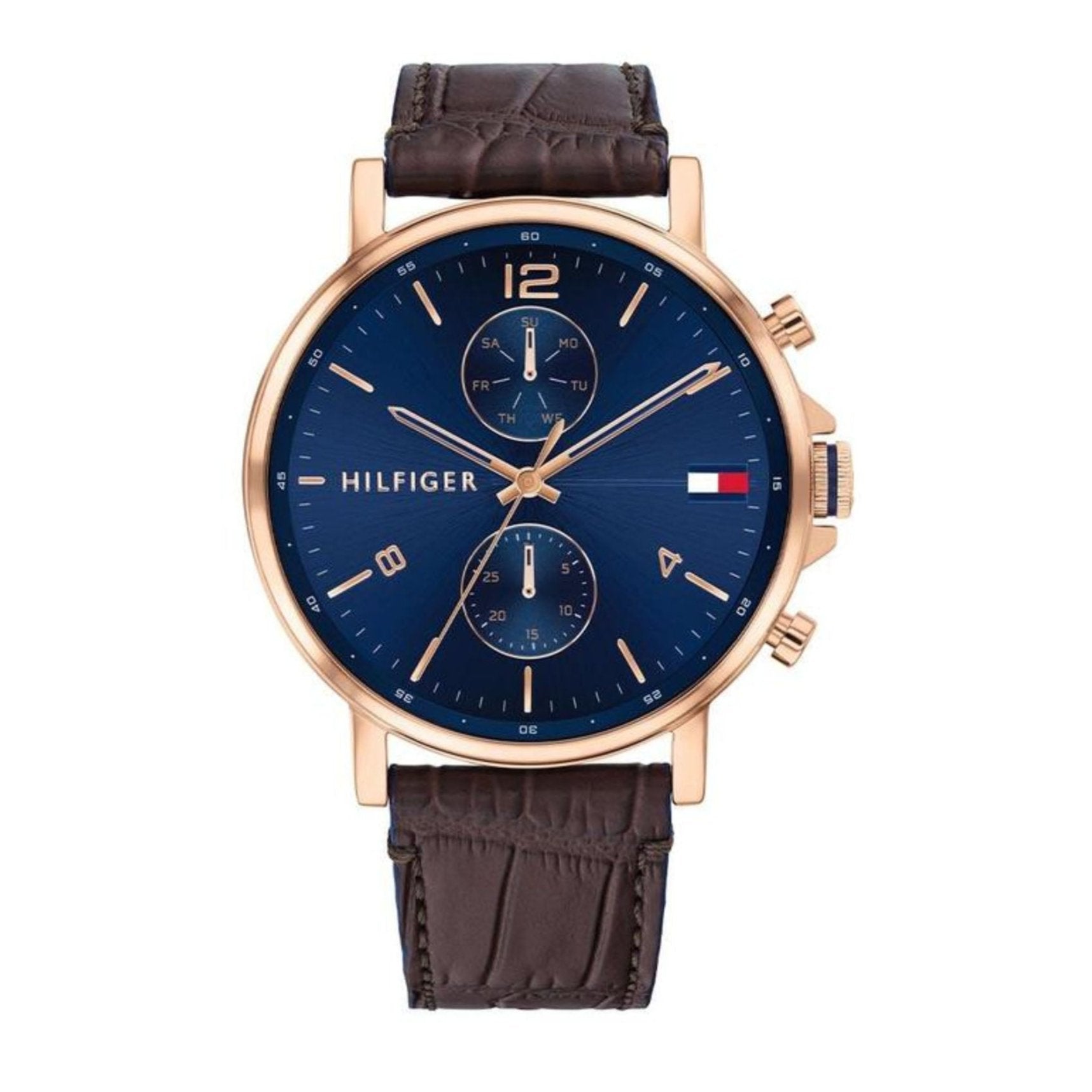  Shop Authentic Tommy Hilfiger Daniel Blue Dial Brown Leather Strap Watch for Men - 1710418 - Luxxuri