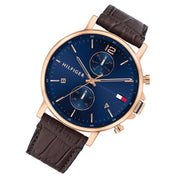  Shop Authentic Tommy Hilfiger Daniel Blue Dial Brown Leather Strap Watch for Men - 1710418 - Luxxuri