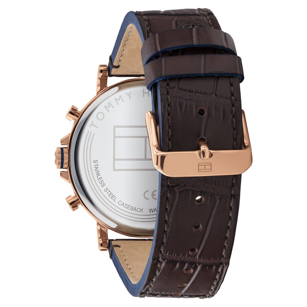  Shop Authentic Tommy Hilfiger Daniel Blue Dial Brown Leather Strap Watch for Men - 1710418 - Luxxuri