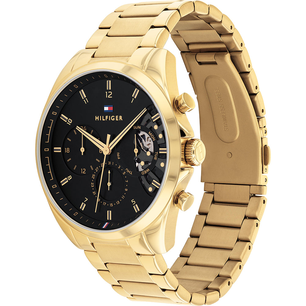  Shop Authentic Tommy Hilfiger Baker Chronograph Black Dial Gold Steel Strap Watch for Men - 1710447 - Luxxuri