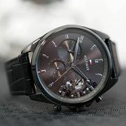  Shop Authentic Tommy Hilfiger Baker Chronograph Black Dial Black Leather Strap Watch For Men  - 1710452 - Luxxuri