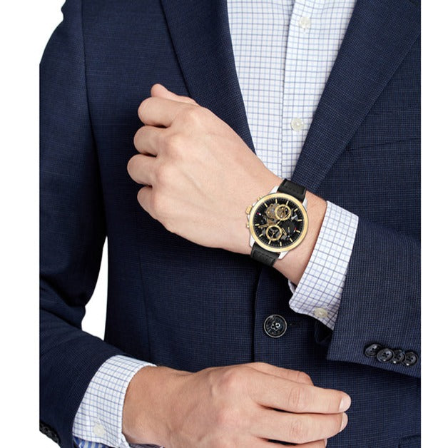  Shop Authentic Tommy Hilfiger Henry Chronograph Black Dial Black Leather Strap Watch For Men - 1710474 - Luxxuri