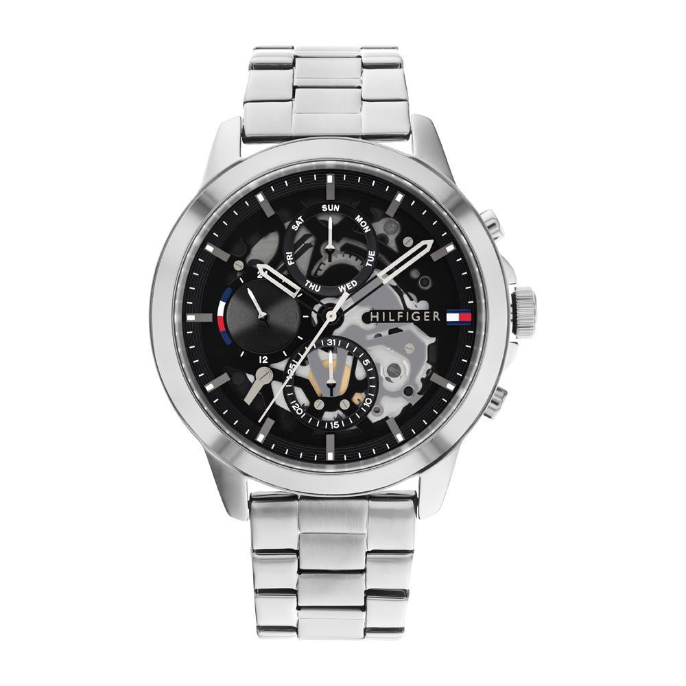  Shop Authentic Tommy Hilfiger Henry Chronograph Black Dial Silver Steel Strap Watch For Men - 1710477 - Luxxuri