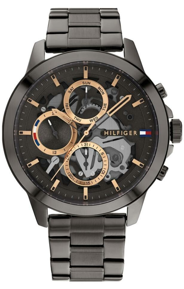  Shop Authentic Tommy Hilfiger Henry Chronograph Grey Dial Grey Steel Strap Watch For Men - 1710479 - Luxxuri