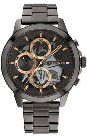  Shop Authentic Tommy Hilfiger Henry Chronograph Grey Dial Grey Steel Strap Watch For Men - 1710479 - Luxxuri
