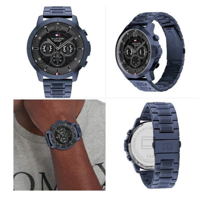  Shop Authentic Tommy Hilfiger Luca Chronograph Grey Dial Blue Steel Strap Watch For Men - 1710493 - Luxxuri