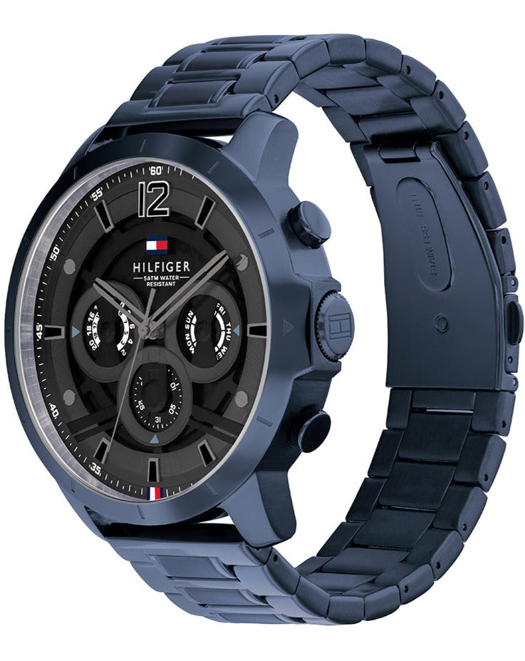  Shop Authentic Tommy Hilfiger Luca Chronograph Grey Dial Blue Steel Strap Watch For Men - 1710493 - Luxxuri