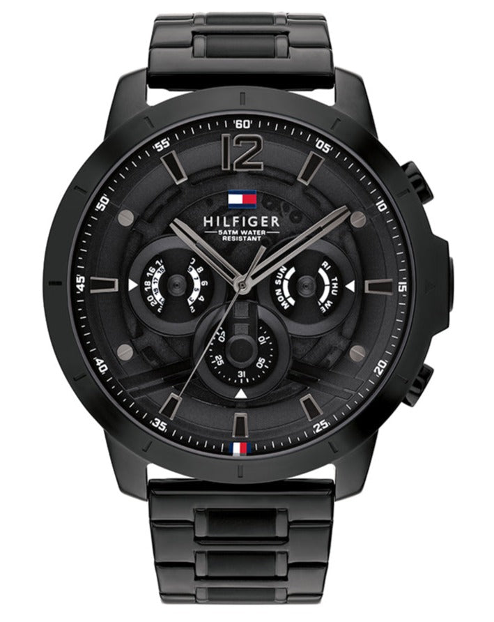  Shop Authentic Tommy Hilfiger Classic Chronograph Black Dial Black Steel Strap Watch For Men - 1710494 - Luxxuri