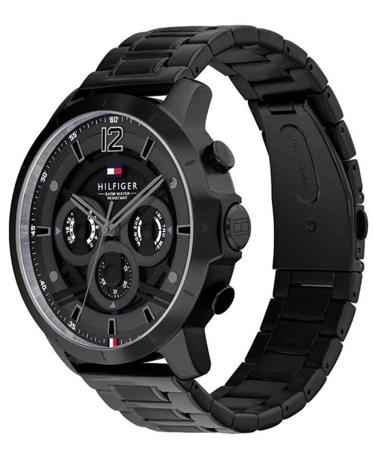  Shop Authentic Tommy Hilfiger Classic Chronograph Black Dial Black Steel Strap Watch For Men - 1710494 - Luxxuri
