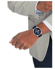  Shop Authentic Tommy Hilfiger Weston Chronograph Blue Dial Blue Leather Strap Watch For Men - 1710503 - Luxxuri