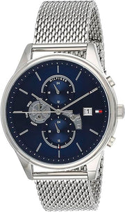  Shop Authentic Tommy Hilfiger Weston Chronograph Blue Dial Silver Mesh Bracelet Watch For Men - 1710504 - Luxxuri