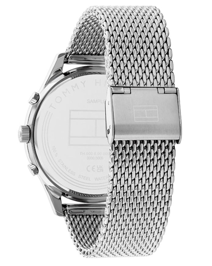  Shop Authentic Tommy Hilfiger Weston Chronograph Blue Dial Silver Mesh Bracelet Watch For Men - 1710504 - Luxxuri