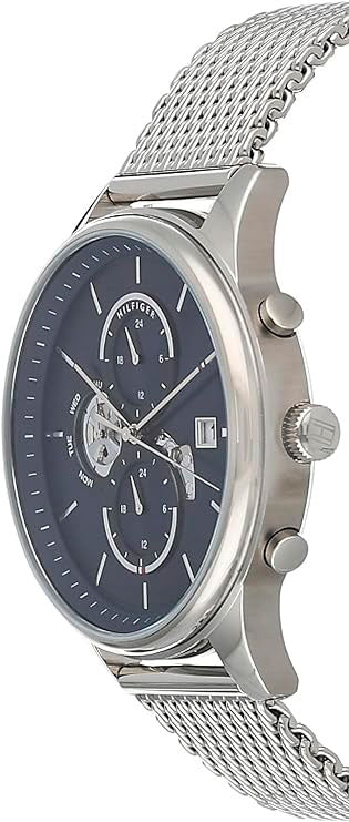  Shop Authentic Tommy Hilfiger Weston Chronograph Blue Dial Silver Mesh Bracelet Watch For Men - 1710504 - Luxxuri