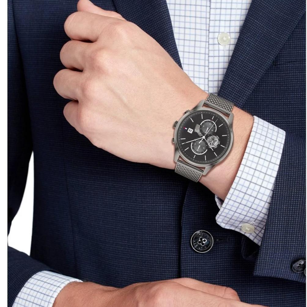  Shop Authentic Tommy Hilfiger Weston Chronograph Grey Dial Grey Mesh Bracelet Watch For Men - 1710506 - Luxxuri