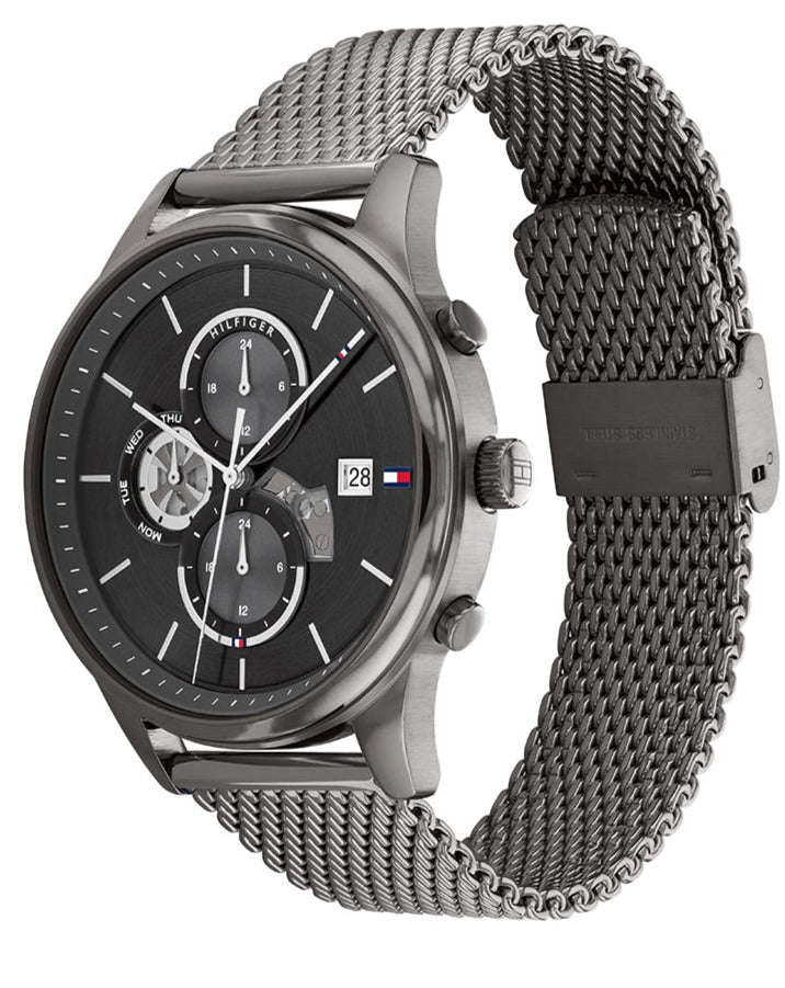  Shop Authentic Tommy Hilfiger Weston Chronograph Grey Dial Grey Mesh Bracelet Watch For Men - 1710506 - Luxxuri