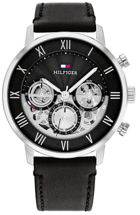  Shop Authentic Tommy Hilfiger Legend Chronograph Black Dial Black Leather Strap Watch For Men - 1710565 - Luxxuri