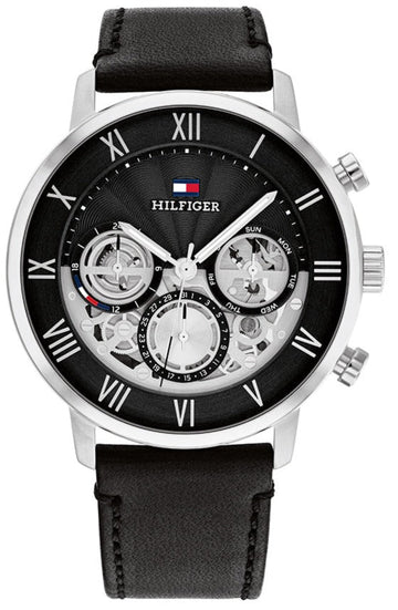  Shop Authentic Tommy Hilfiger Legend Chronograph Black Dial Black Leather Strap Watch For Men - 1710565 - Luxxuri