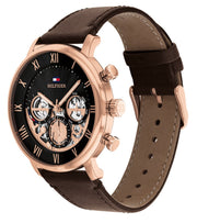  Shop Authentic Tommy Hilfiger Legend Analog Black Dial Brown Leather Strap Watch For Men - 1710566 - Luxxuri
