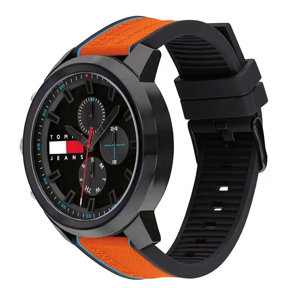  Shop Authentic Tommy Hilfiger Wynwood Chronograph Black Dial Orange Silicone Strap Watch For Men - 1710583 - Luxxuri