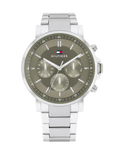  Shop Authentic Tommy Hilfiger Tyson Chronograph Green Dial Silver Steel Strap Watch For Men - 1710587 - Luxxuri