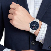  Shop Authentic Tommy Hilfiger Tyson Chronograph Blue Dial Silver Steel Strap Watch For Men - 1710588 - Luxxuri
